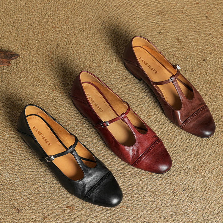 Graneth Genuine Leather Mary Jane Shoes