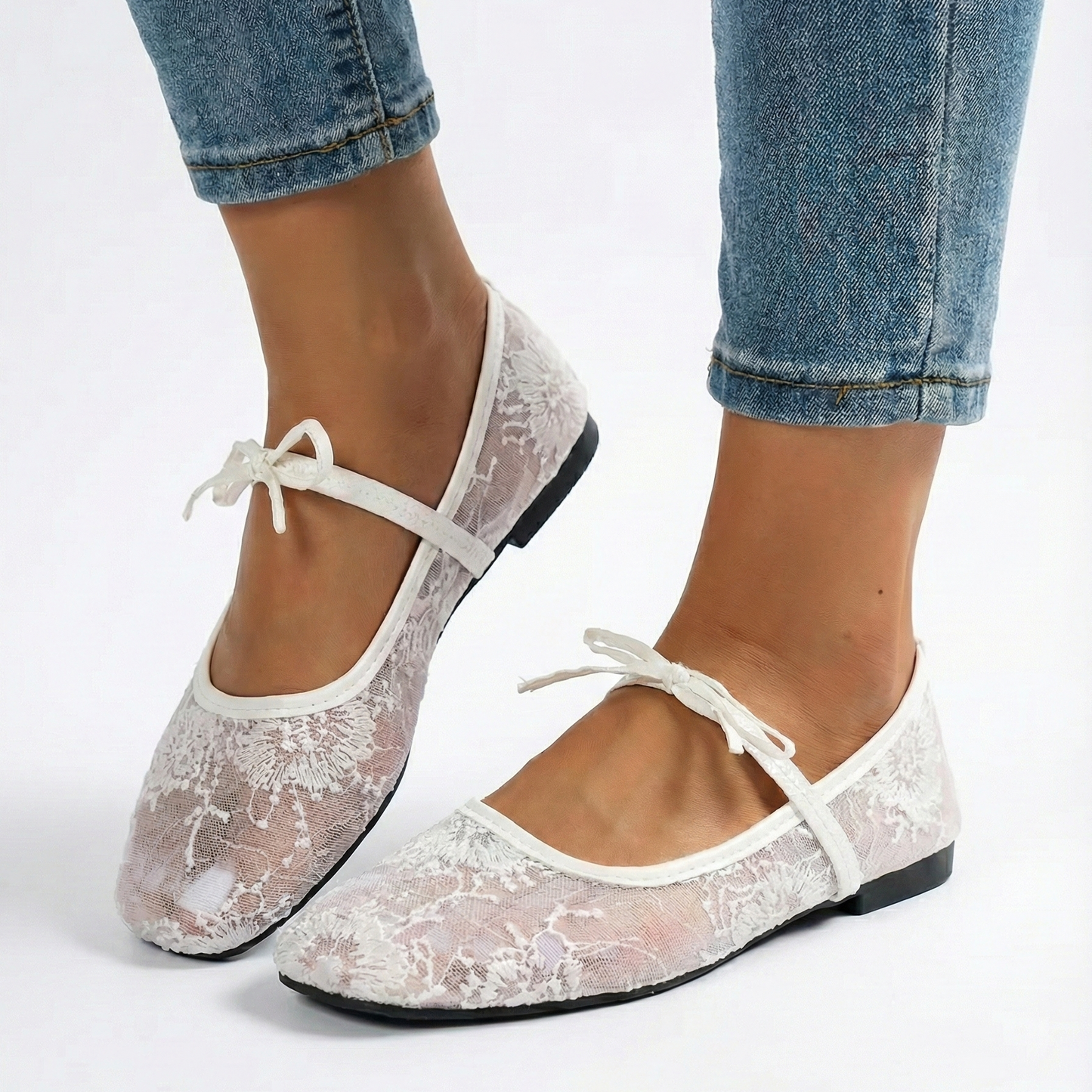 Mary Jane Lace Ballet Shoes for Women