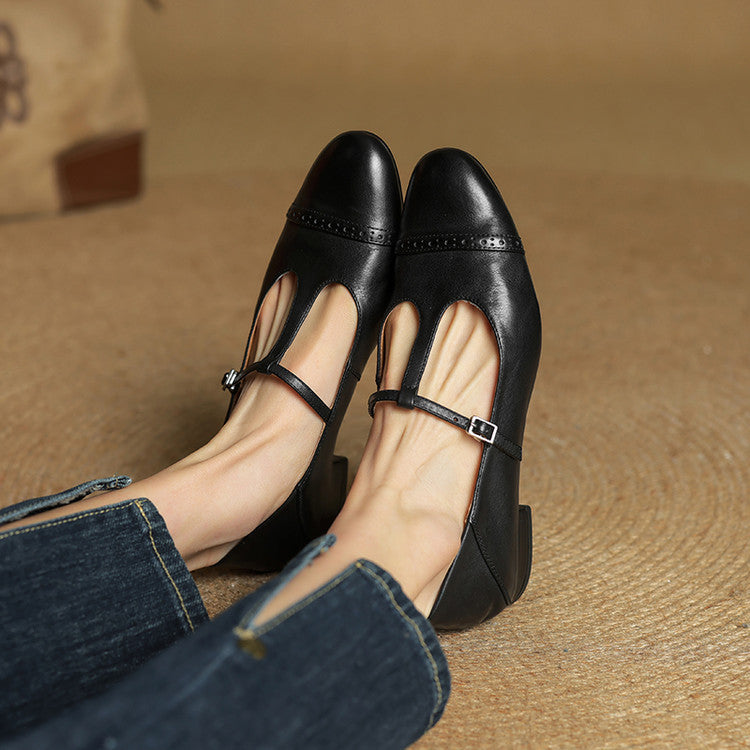 Graneth Genuine Leather Mary Jane Shoes