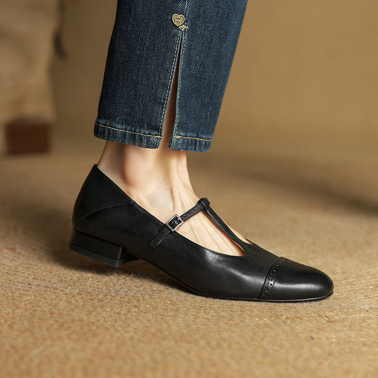 Graneth Genuine Leather Mary Jane Shoes