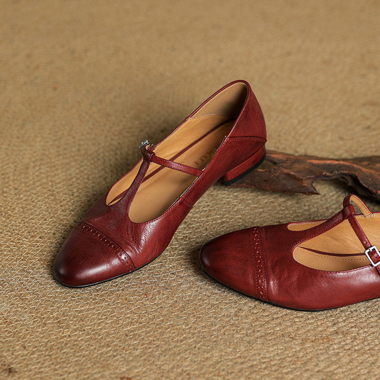 Graneth Genuine Leather Mary Jane Shoes
