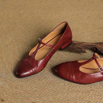 Graneth Genuine Leather Mary Jane Shoes
