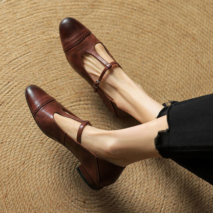 Graneth Genuine Leather Mary Jane Shoes