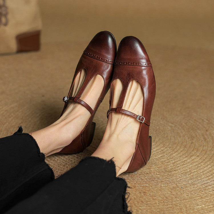 Graneth Genuine Leather Mary Jane Shoes