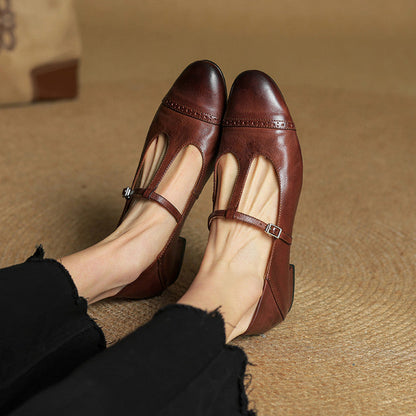 Graneth Genuine Leather Mary Jane Shoes