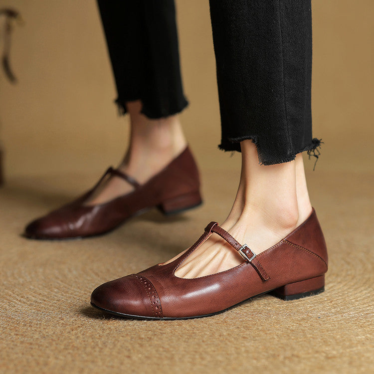 Graneth Genuine Leather Mary Jane Shoes