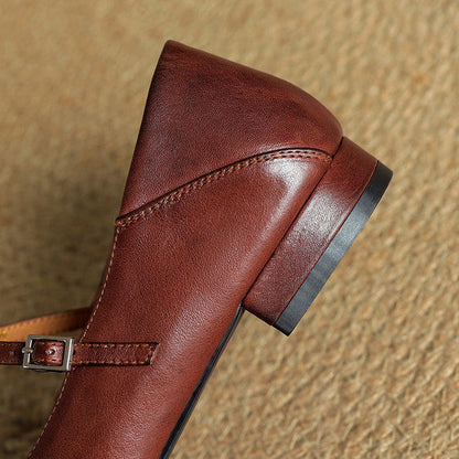 Graneth Genuine Leather Mary Jane Shoes