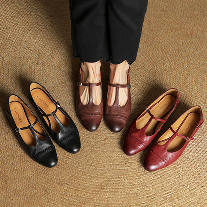 Graneth Genuine Leather Mary Jane Shoes