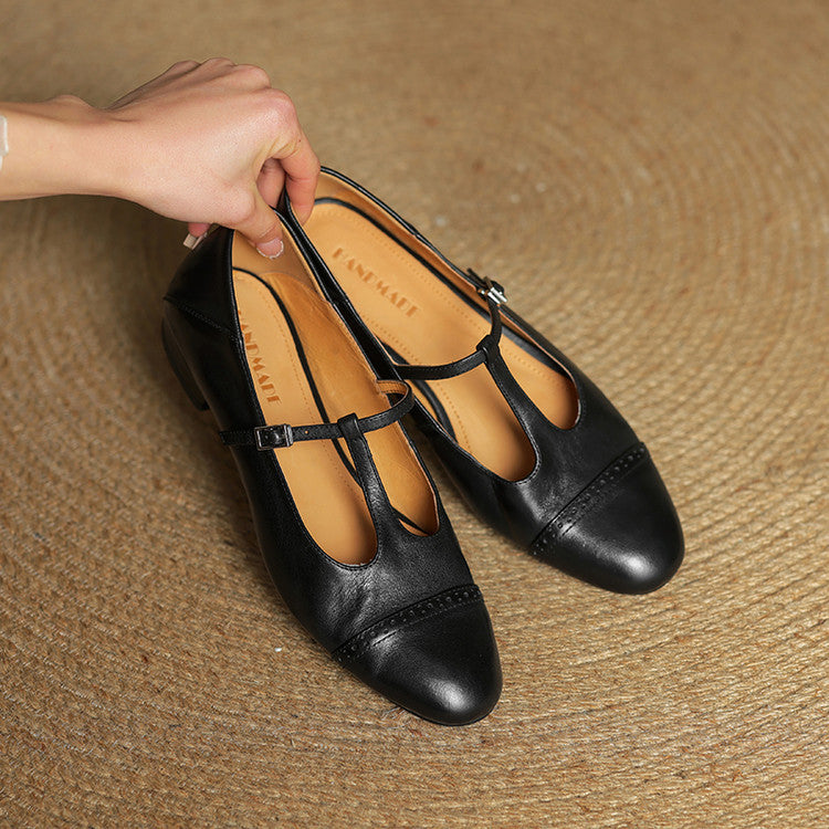 Graneth Genuine Leather Mary Jane Shoes