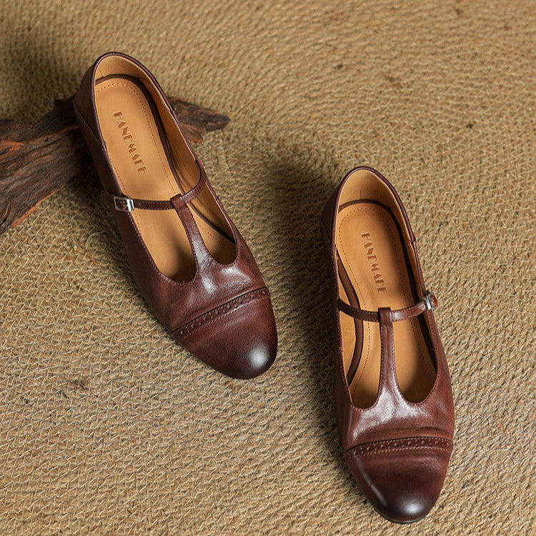 Graneth Genuine Leather Mary Jane Shoes
