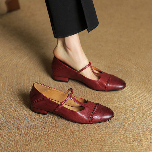 Graneth Genuine Leather Mary Jane Shoes