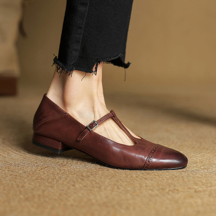 Graneth Genuine Leather Mary Jane Shoes