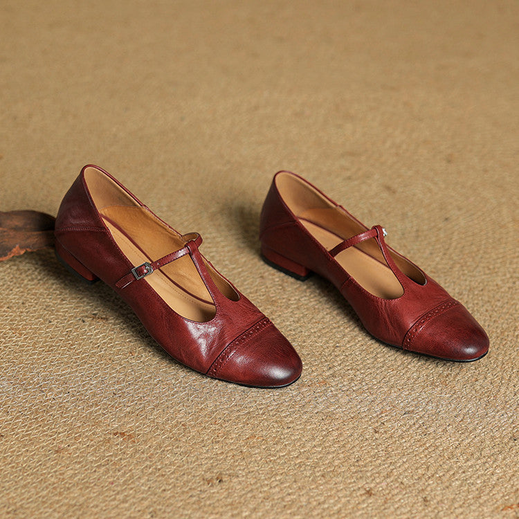 Graneth Genuine Leather Mary Jane Shoes