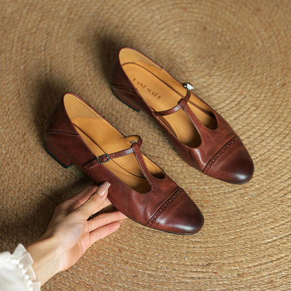 Graneth Genuine Leather Mary Jane Shoes
