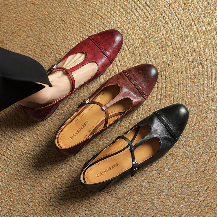 Graneth Genuine Leather Mary Jane Shoes