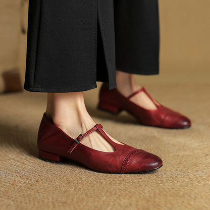 Graneth Genuine Leather Mary Jane Shoes