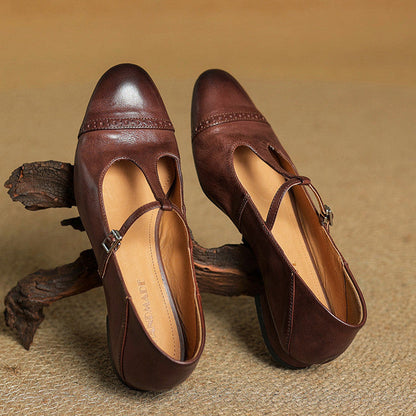 Graneth Genuine Leather Mary Jane Shoes