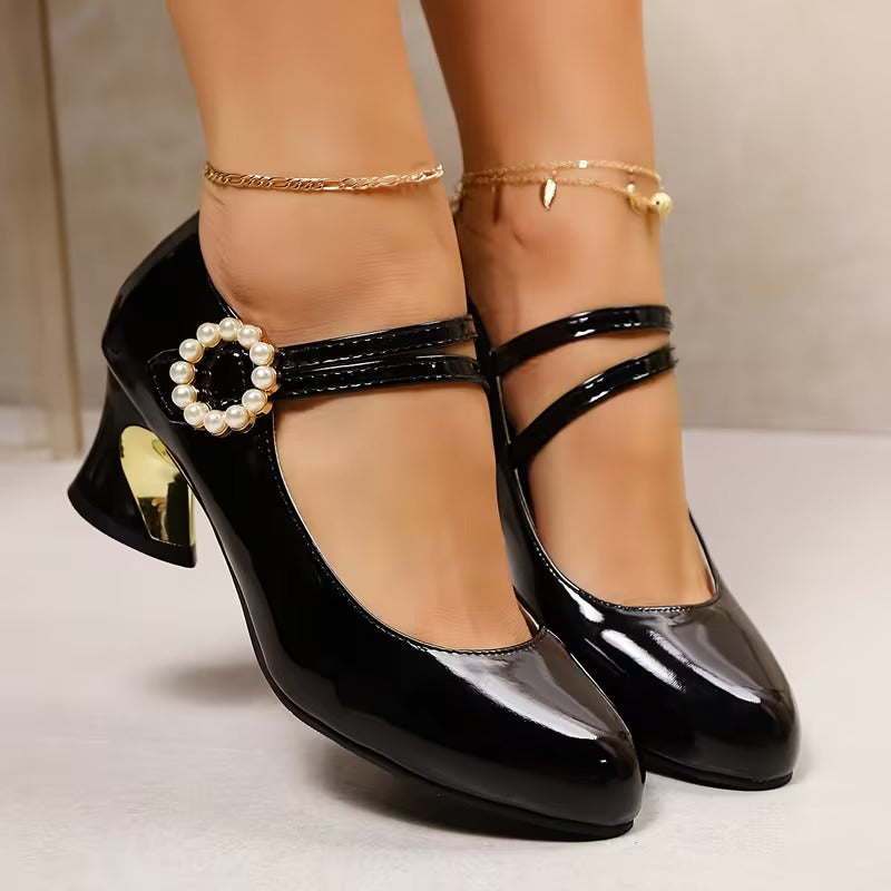 Desiree l Women's Chunky Round Toe Mary Jane Shoes